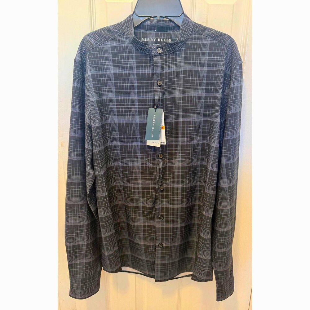 Perry Ellis Total Stretch Expandable Collar Button-Up Shirt Men's Sz Small